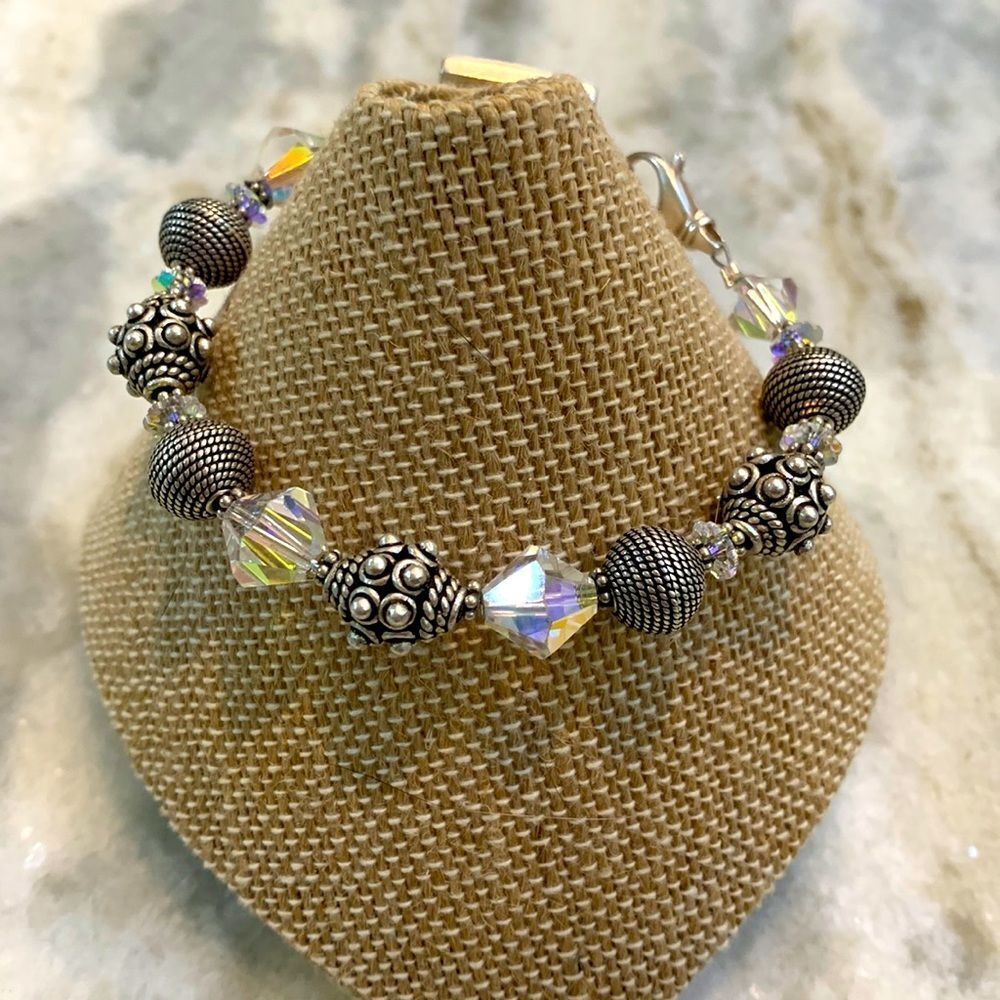 Swarovski and Bali Sterling Silver Bracelet